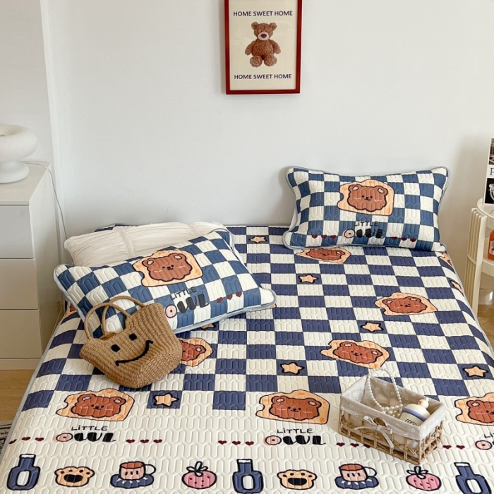 91家纺网 家纺一手货源 找家纺 昔可 2022新款圆网乳胶凉席 棋盘熊