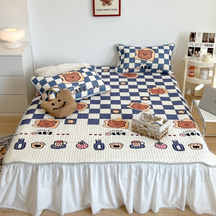 91家纺网 家纺一手货源 找家纺 昔可 2022新款圆网乳胶凉席 棋盘熊