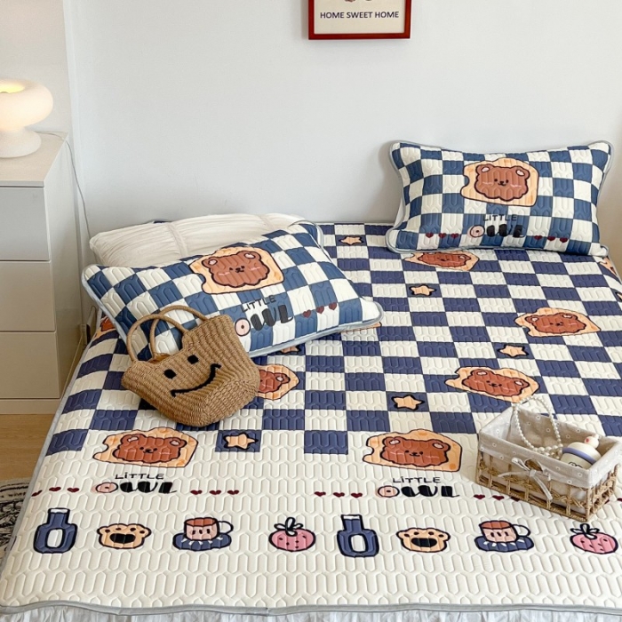 91家纺网 家纺一手货源 找家纺 昔可 2022新款圆网乳胶凉席 棋盘熊