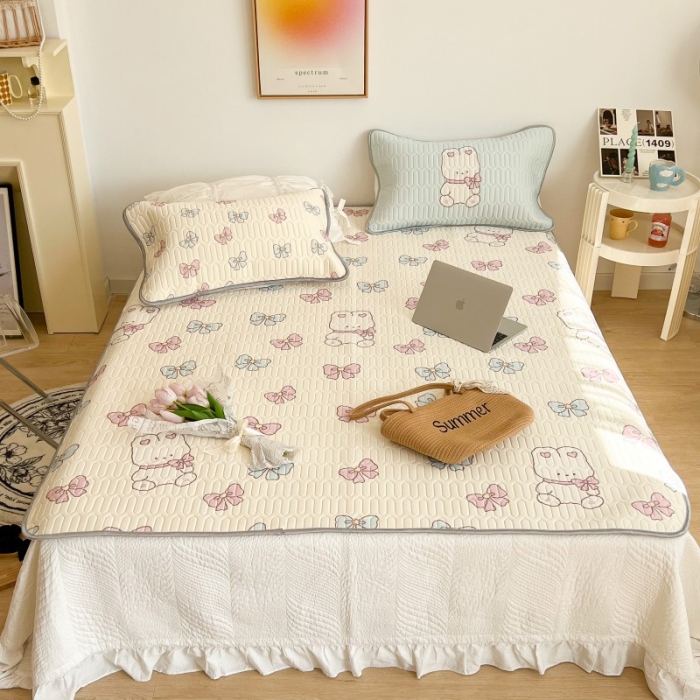 91家纺网 家纺一手货源 找家纺 昔可 2022新款圆网乳胶凉席 兔子蝴蝶结