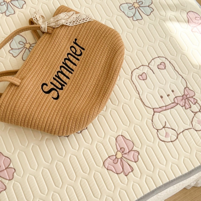 91家纺网 家纺一手货源 找家纺 昔可 2022新款圆网乳胶凉席 兔子蝴蝶结