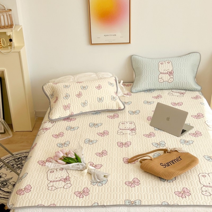 91家纺网 家纺一手货源 找家纺 昔可 2022新款圆网乳胶凉席 兔子蝴蝶结