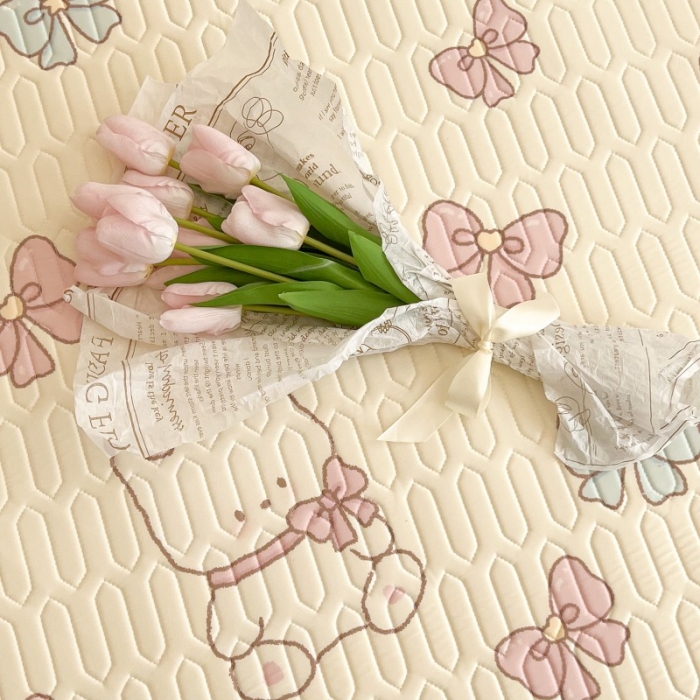 91家纺网 家纺一手货源 找家纺 昔可 2022新款圆网乳胶凉席 兔子蝴蝶结