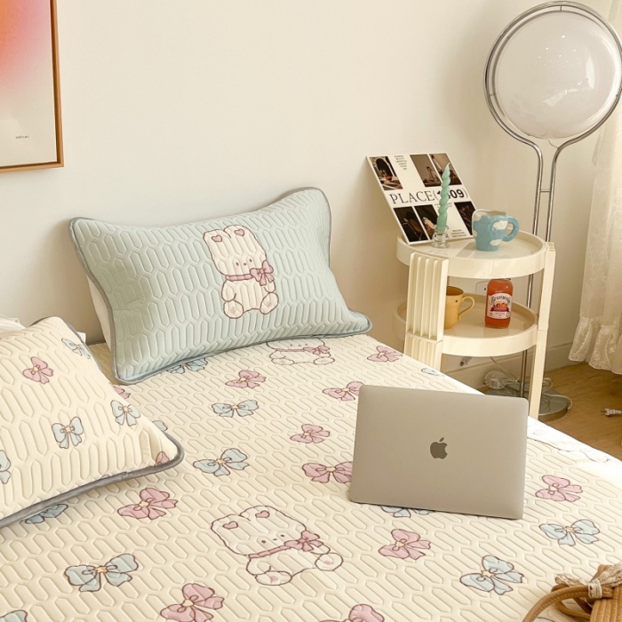 91家纺网 家纺一手货源 找家纺 昔可 2022新款圆网乳胶凉席 兔子蝴蝶结