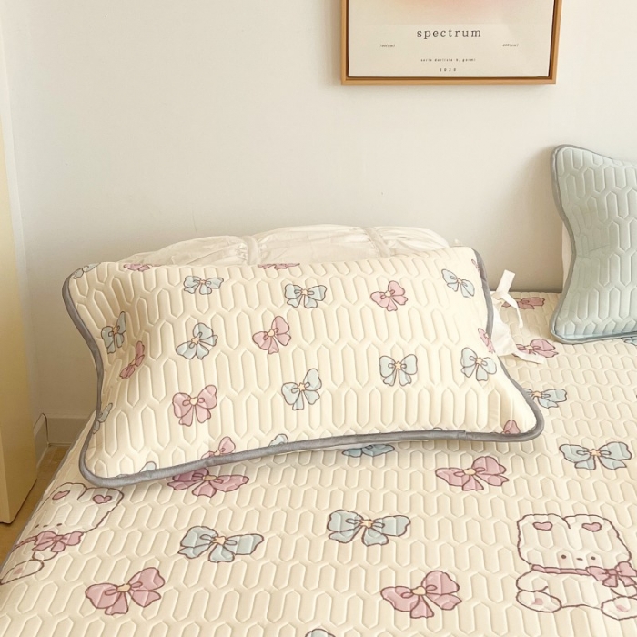 91家纺网 家纺一手货源 找家纺 昔可 2022新款圆网乳胶凉席 兔子蝴蝶结