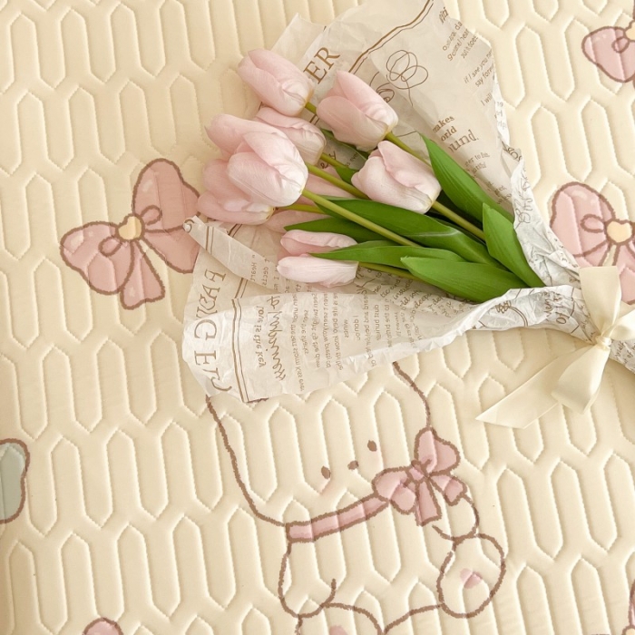 91家纺网 家纺一手货源 找家纺 昔可 2022新款圆网乳胶凉席 兔子蝴蝶结