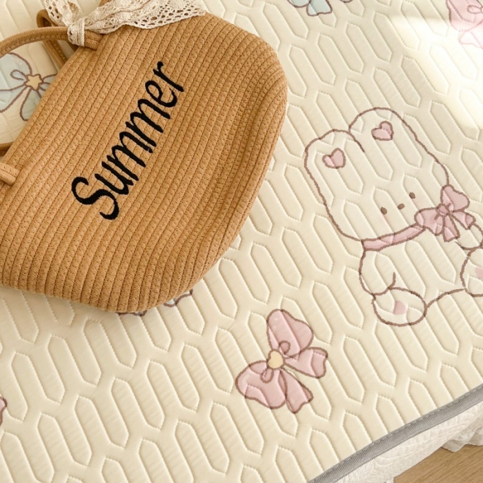 91家纺网 家纺一手货源 找家纺 昔可 2022新款圆网乳胶凉席 兔子蝴蝶结