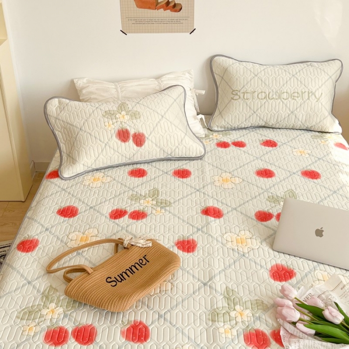 91家纺网 家纺一手货源 找家纺 昔可 2022新款圆网乳胶凉席 夏日小草莓