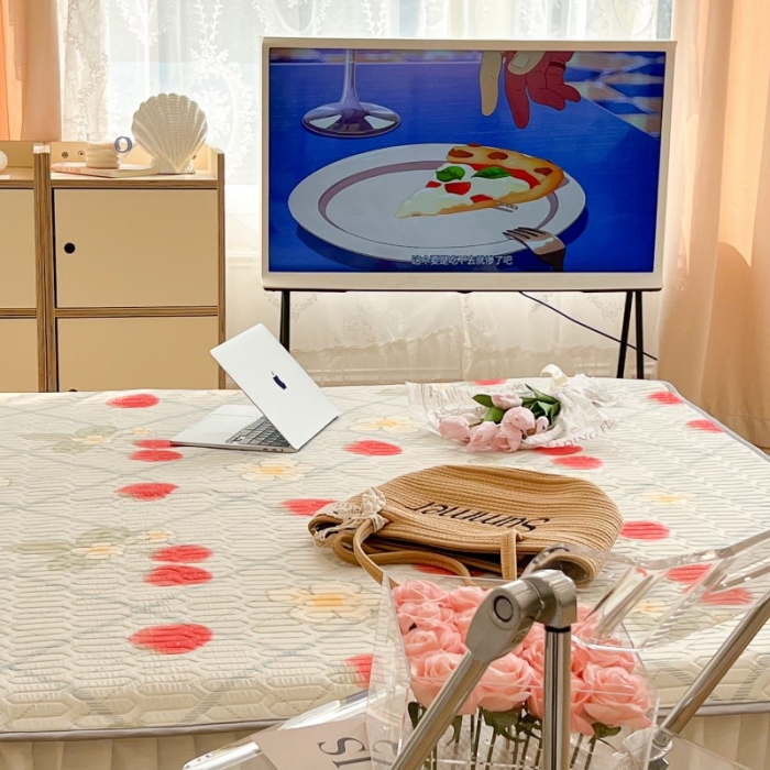 91家纺网 家纺一手货源 找家纺 昔可 2022新款圆网乳胶凉席 夏日小草莓