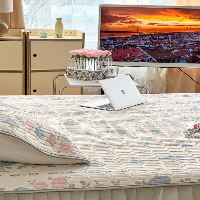 91家纺网 家纺一手货源 找家纺 昔可 2022新款圆网乳胶凉席 仙仙玫瑰花