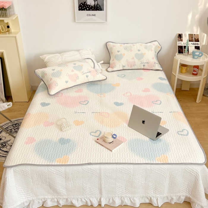 91家纺网 家纺一手货源 找家纺 昔可 2022新款圆网乳胶凉席 心动桃心