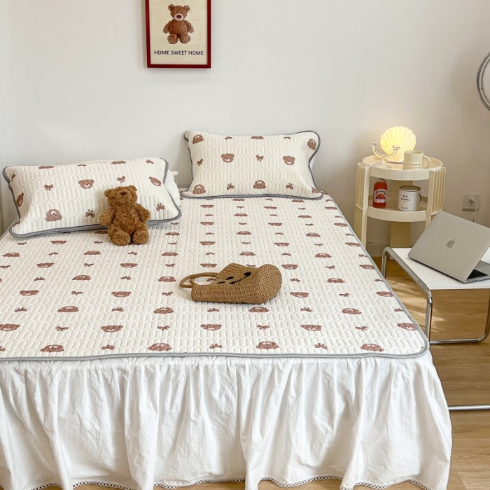 91家纺网 家纺一手货源 找家纺 昔可 2022新款圆网乳胶凉席 熊仔蝴蝶结