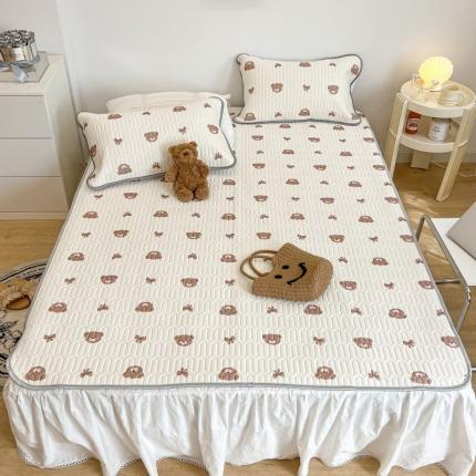 昔可 2022新款圆网乳胶凉席 熊仔蝴蝶结