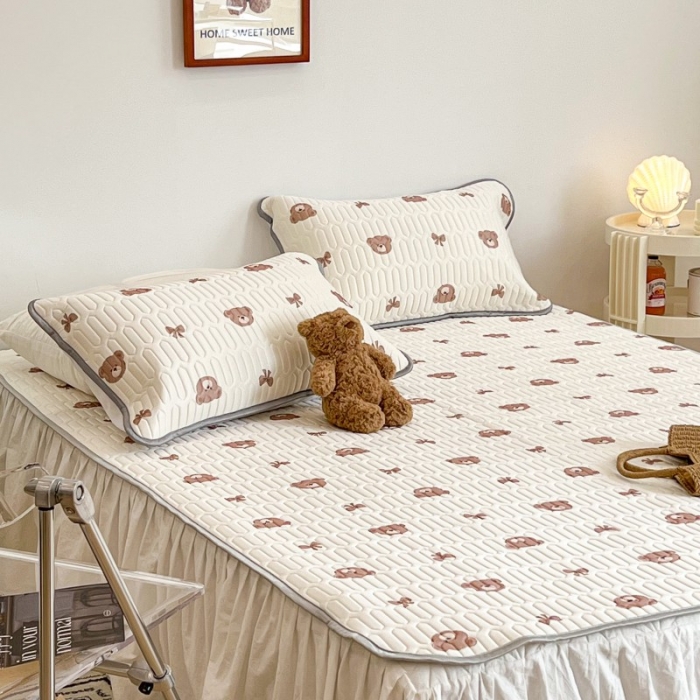 91家纺网 家纺一手货源 找家纺 昔可 2022新款圆网乳胶凉席 熊仔蝴蝶结