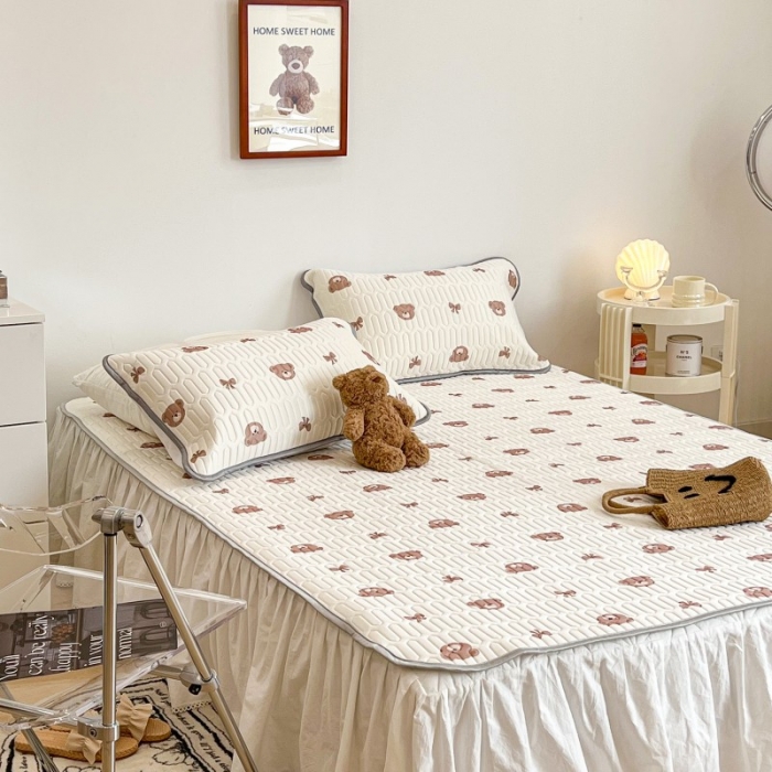 91家纺网 家纺一手货源 找家纺 昔可 2022新款圆网乳胶凉席 熊仔蝴蝶结