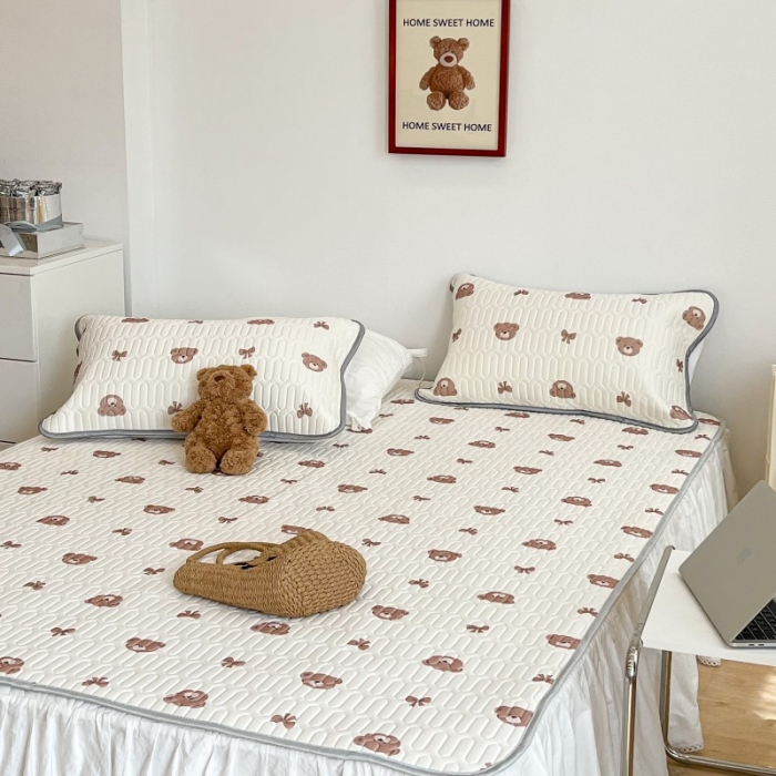 91家纺网 家纺一手货源 找家纺 昔可 2022新款圆网乳胶凉席 熊仔蝴蝶结