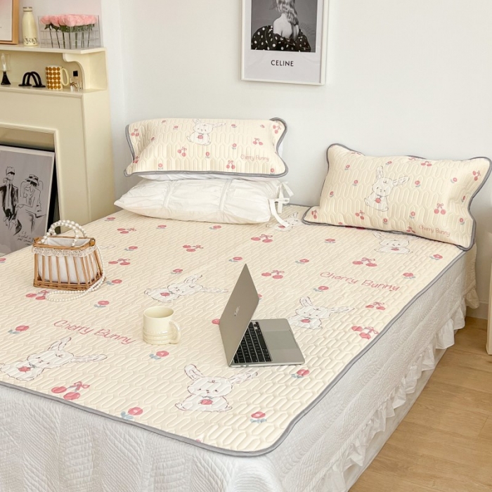 91家纺网 家纺一手货源 找家纺 昔可 2022新款圆网乳胶凉席 樱桃兔宝