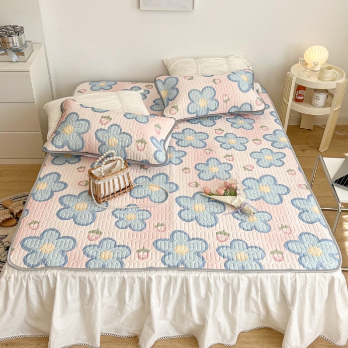 91家纺网 家纺一手货源 找家纺 昔可 2022新款圆网乳胶凉席 油画草莓花