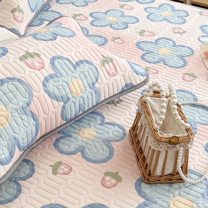 91家纺网 家纺一手货源 找家纺 昔可 2022新款圆网乳胶凉席 油画草莓花