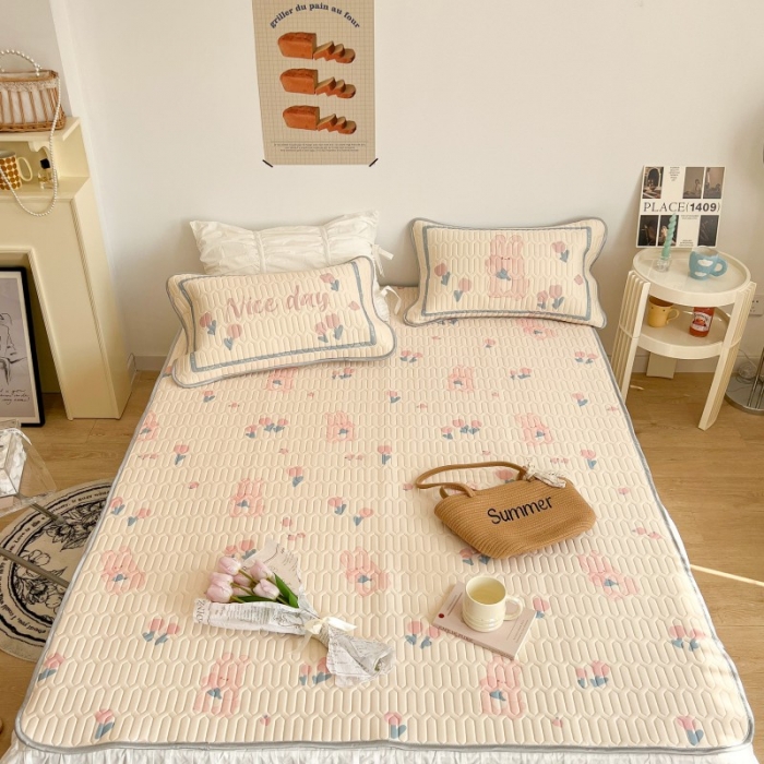 91家纺网 家纺一手货源 找家纺 昔可 2022新款圆网乳胶凉席 郁金香兔