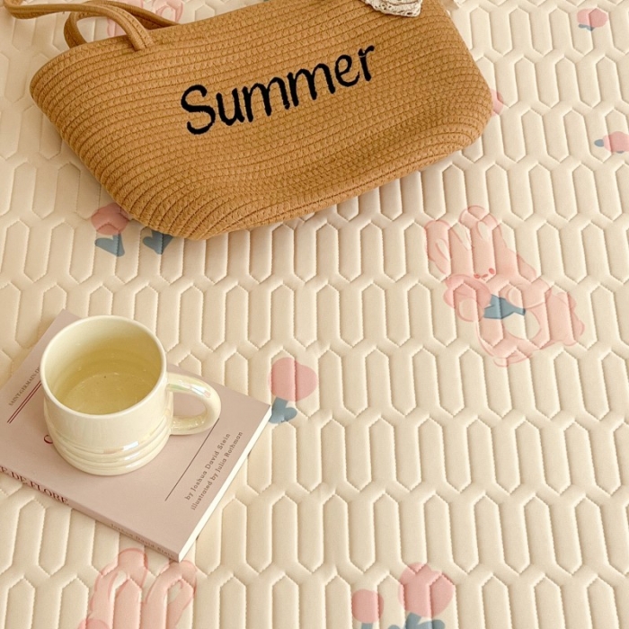 91家纺网 家纺一手货源 找家纺 昔可 2022新款圆网乳胶凉席 郁金香兔