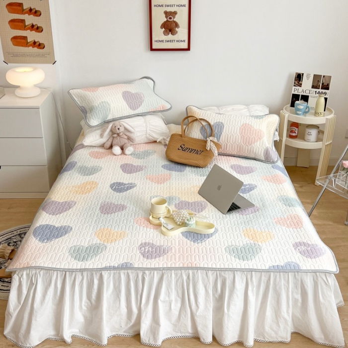 91家纺网 家纺一手货源 找家纺 昔可 2022新款圆网乳胶凉席 晕染爱心