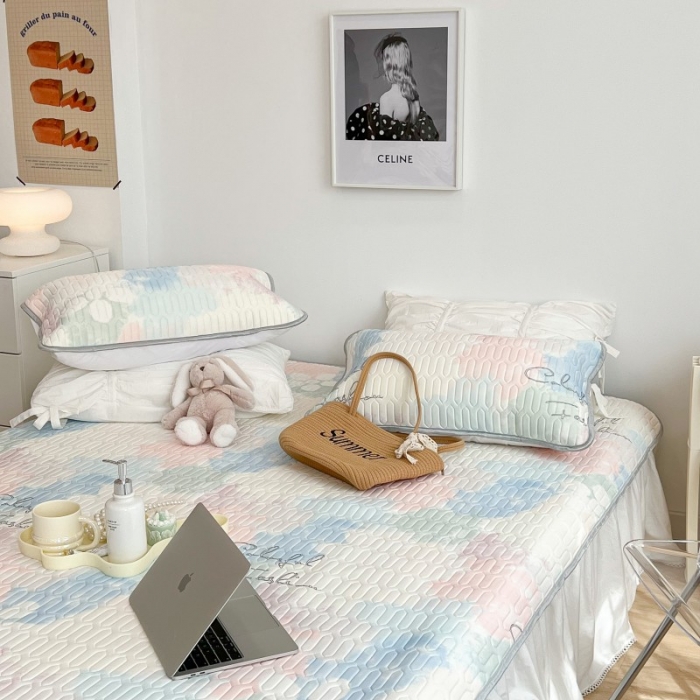 91家纺网 家纺一手货源 找家纺 昔可 2022新款圆网乳胶凉席 晕染马卡龙