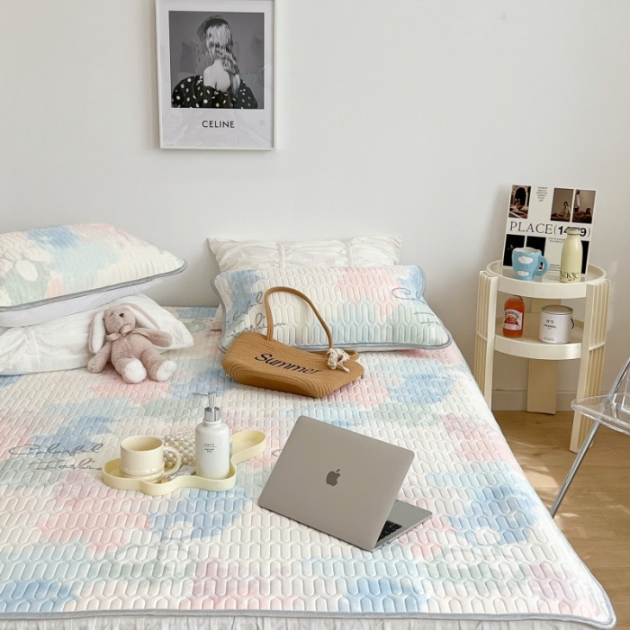 91家纺网 家纺一手货源 找家纺 昔可 2022新款圆网乳胶凉席 晕染马卡龙