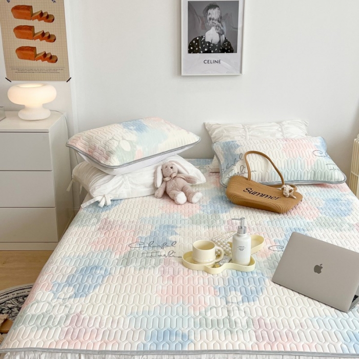 91家纺网 家纺一手货源 找家纺 昔可 2022新款圆网乳胶凉席 晕染马卡龙