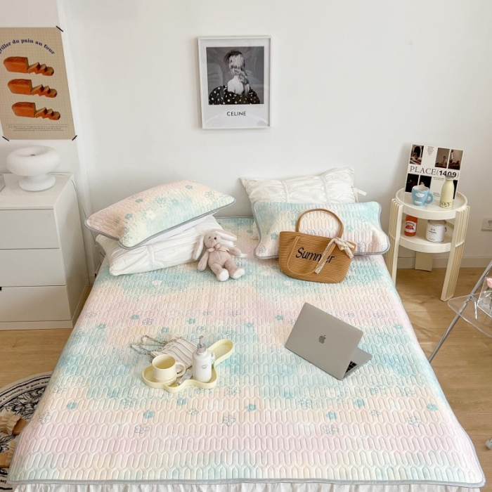 91家纺网 家纺一手货源 找家纺 昔可 2022新款圆网乳胶凉席 晕染夏日