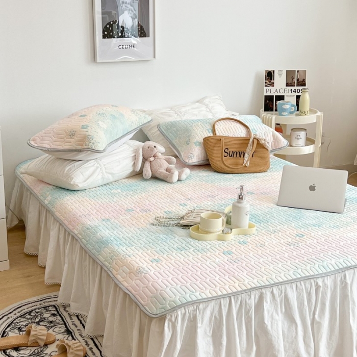 91家纺网 家纺一手货源 找家纺 昔可 2022新款圆网乳胶凉席 晕染夏日