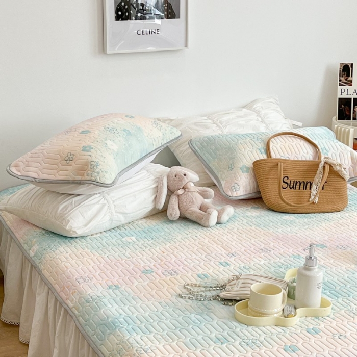 91家纺网 家纺一手货源 找家纺 昔可 2022新款圆网乳胶凉席 晕染夏日