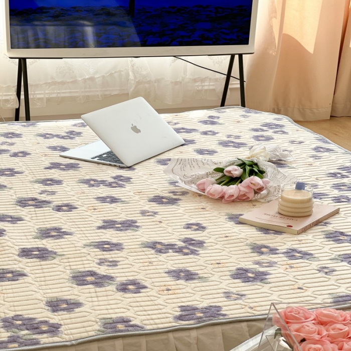 91家纺网 家纺一手货源 找家纺 昔可 2022新款圆网乳胶凉席 紫色小花