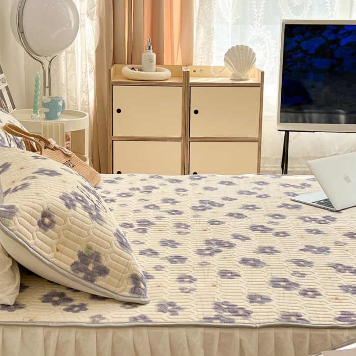 91家纺网 家纺一手货源 找家纺 昔可 2022新款圆网乳胶凉席 紫色小花