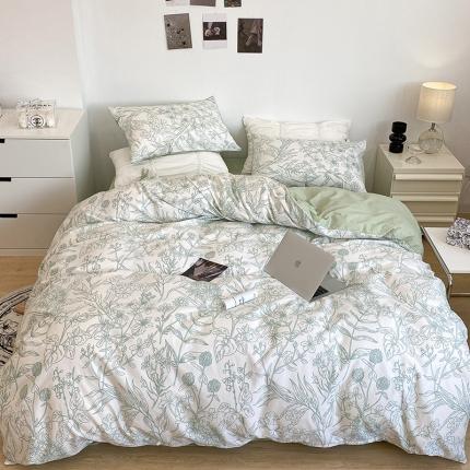 91家纺网 家纺一手货源 找家纺 昔可 2022新款英式庄园风全棉四件套 绿意庄园