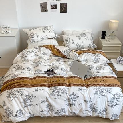 91家纺网 家纺一手货源 找家纺 昔可 2022新款英式庄园风全棉四件套 仲夏