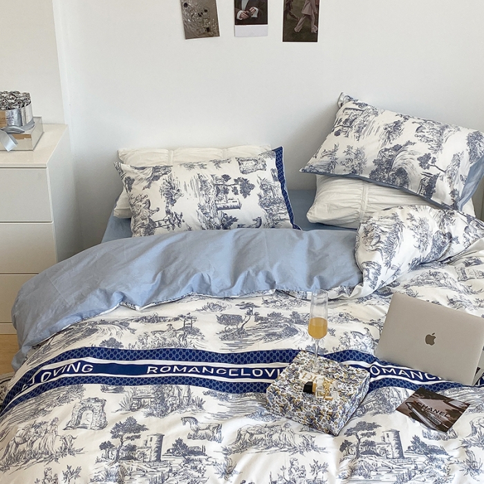 91家纺网 家纺一手货源 找家纺 昔可 2022新款英式庄园风全棉四件套 路易莎