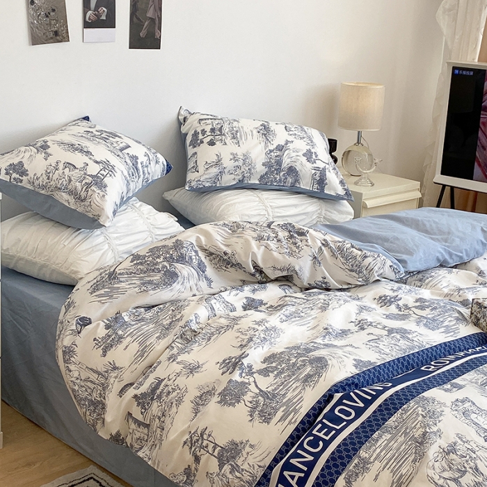 91家纺网 家纺一手货源 找家纺 昔可 2022新款英式庄园风全棉四件套 路易莎