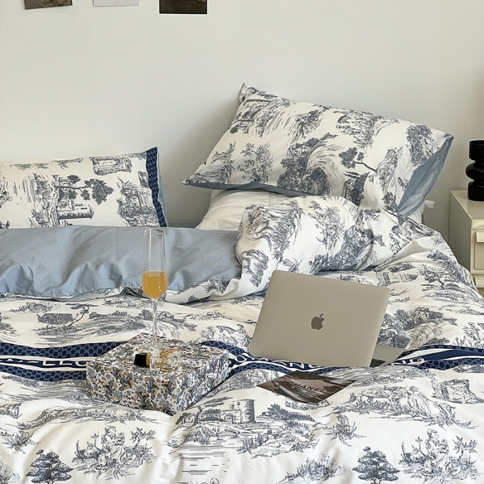 91家纺网 家纺一手货源 找家纺 昔可 2022新款英式庄园风全棉四件套 路易莎