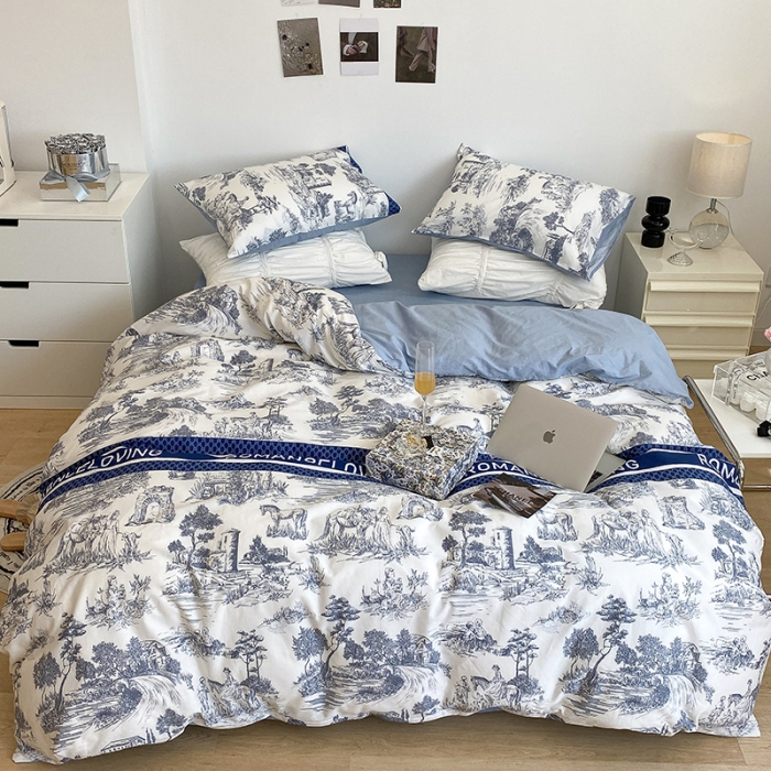 91家纺网 家纺一手货源 找家纺 昔可 2022新款英式庄园风全棉四件套 路易莎