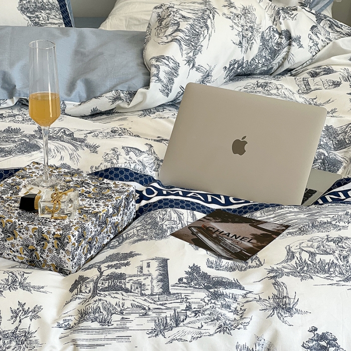 91家纺网 家纺一手货源 找家纺 昔可 2022新款英式庄园风全棉四件套 路易莎