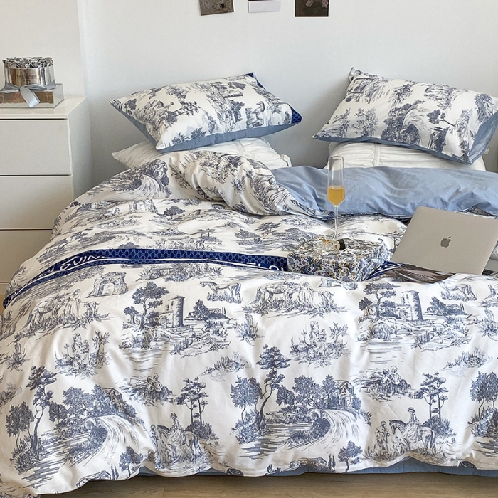 91家纺网 家纺一手货源 找家纺 昔可 2022新款英式庄园风全棉四件套 路易莎