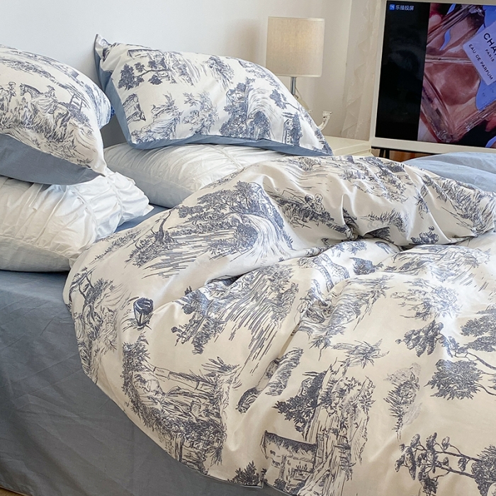 91家纺网 家纺一手货源 找家纺 昔可 2022新款英式庄园风全棉四件套 路易莎