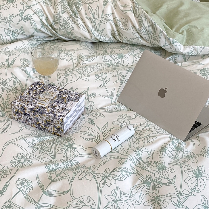 91家纺网 家纺一手货源 找家纺 昔可 2022新款英式庄园风全棉四件套 绿意庄园