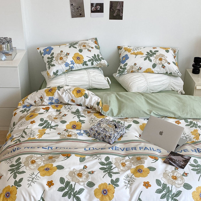 91家纺网 家纺一手货源 找家纺 昔可 2022新款英式庄园风全棉四件套 人间四月花