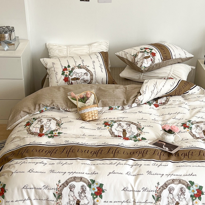 91家纺网 家纺一手货源 找家纺 昔可 2022新款英式庄园风全棉四件套 童年故事