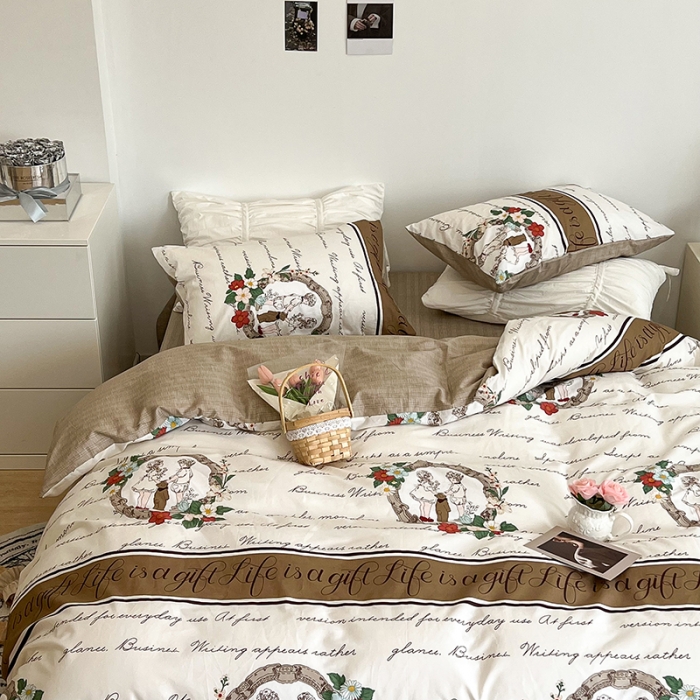 91家纺网 家纺一手货源 找家纺 昔可 2022新款英式庄园风全棉四件套 童年故事