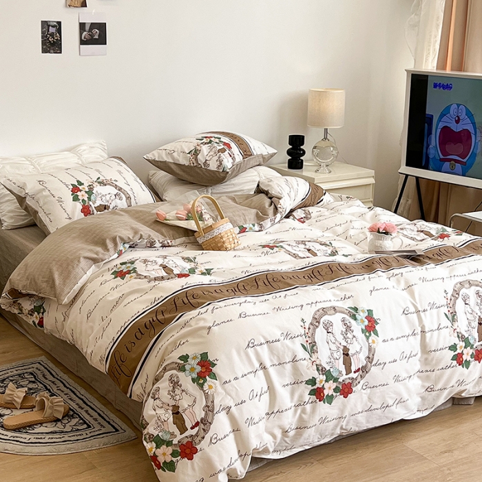 91家纺网 家纺一手货源 找家纺 昔可 2022新款英式庄园风全棉四件套 童年故事