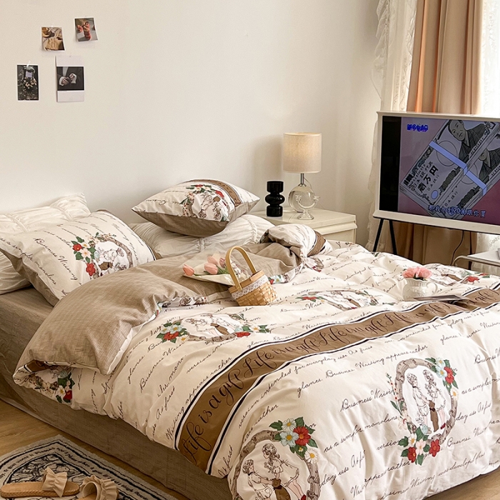 91家纺网 家纺一手货源 找家纺 昔可 2022新款英式庄园风全棉四件套 童年故事
