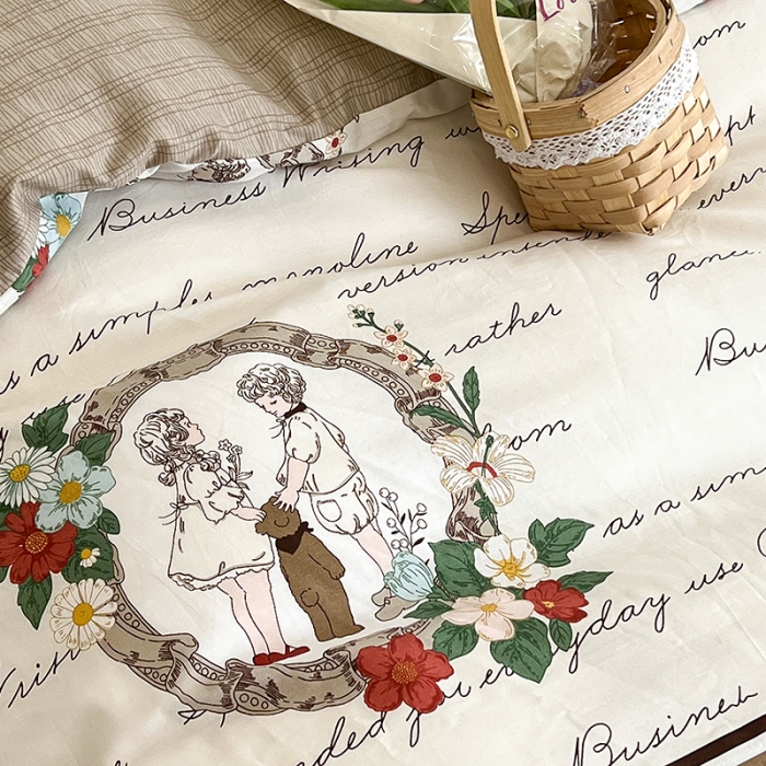 91家纺网 家纺一手货源 找家纺 昔可 2022新款英式庄园风全棉四件套 童年故事